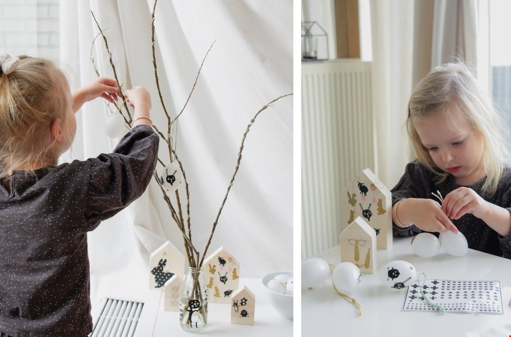 Met de kleine paasdecoratie knutselen Met de kleine paasdecoratie knutselen